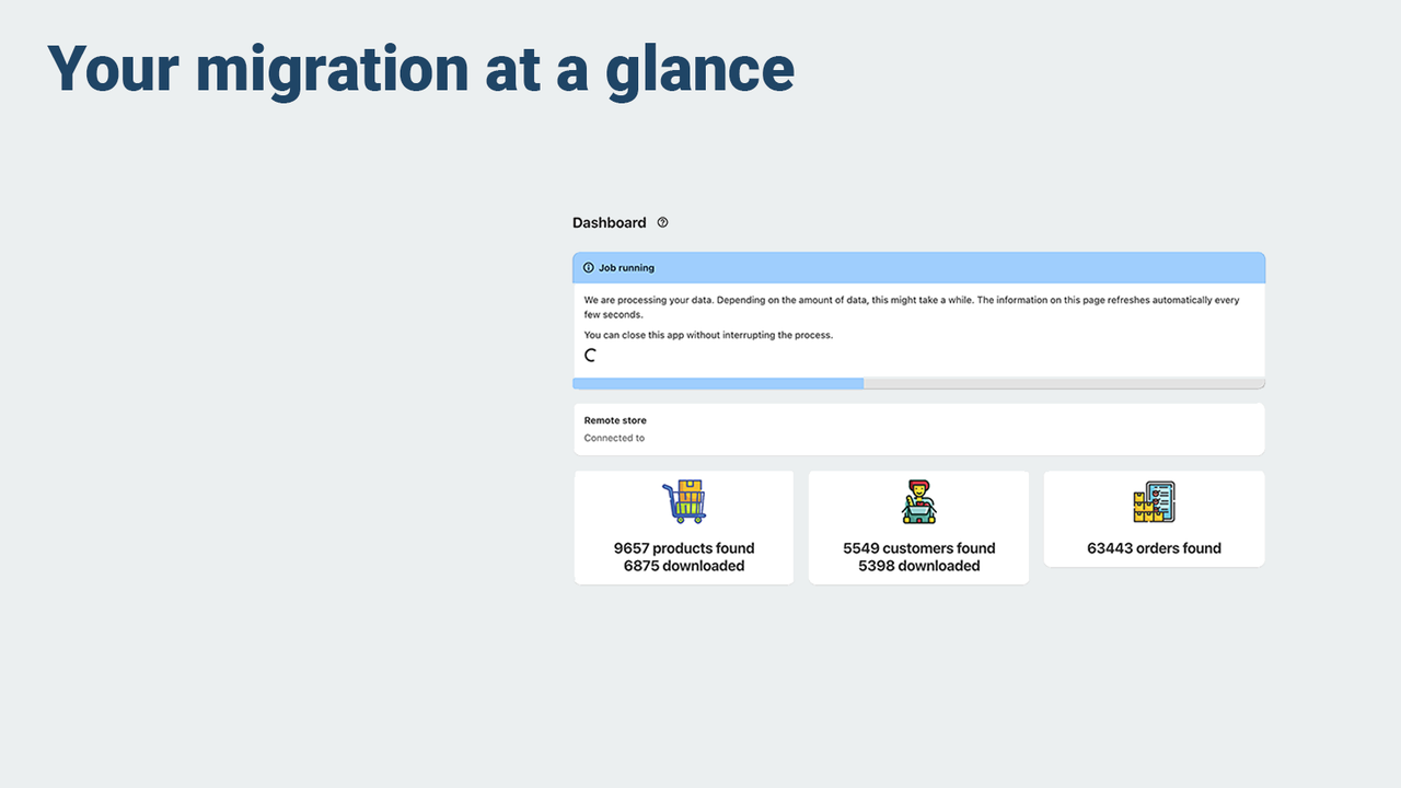 WooCommerce Importer migration dashboard